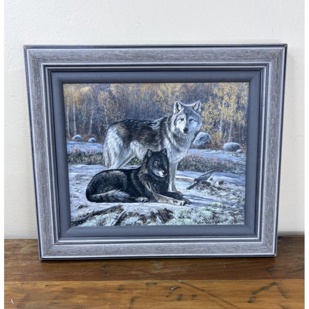 Jim Kasper The Wild Bunch Wolf Art Framed Textured Canvas Print Wild Wings
